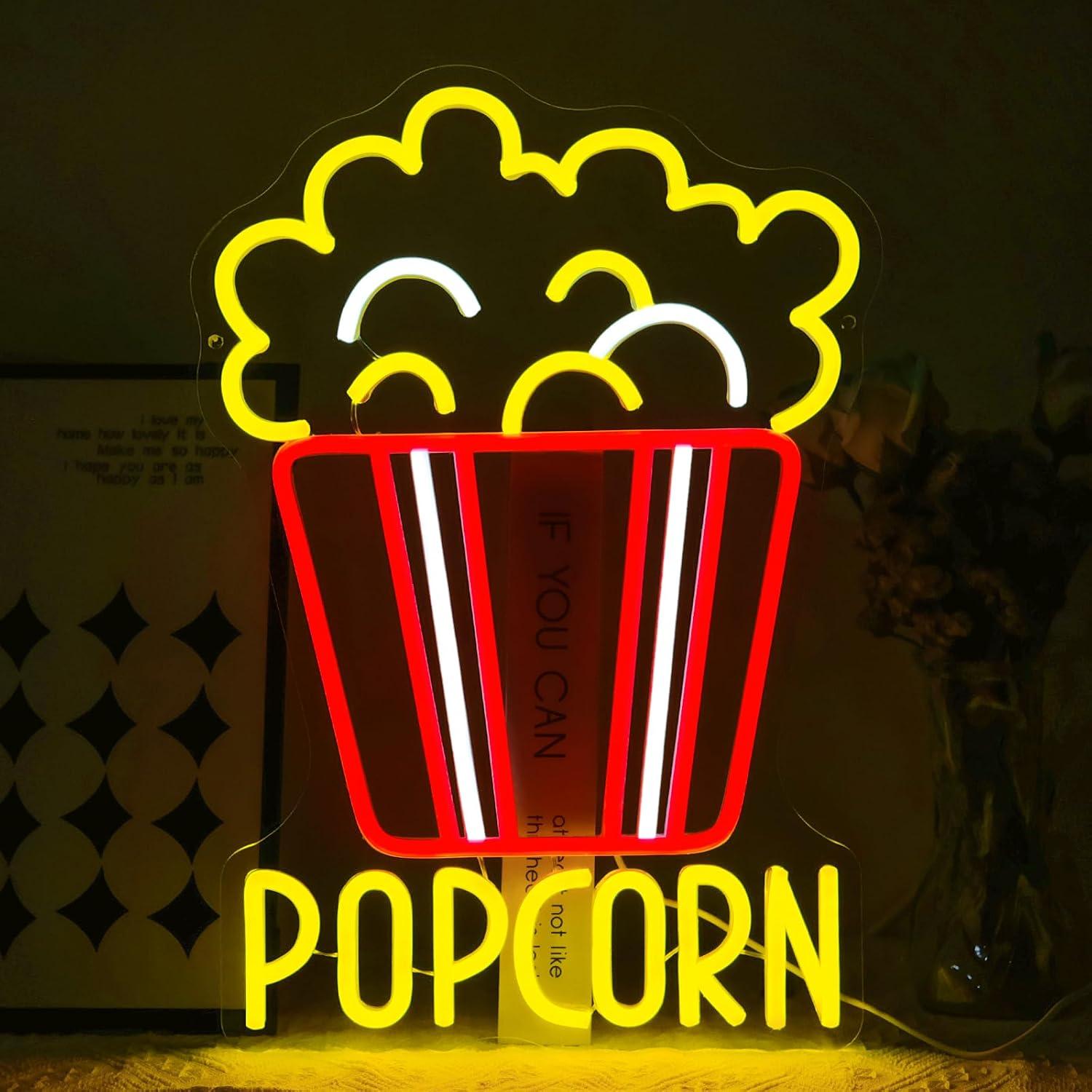 Home Cinema Wall Lights - Letreiro Neon de Balde de Pipoca
