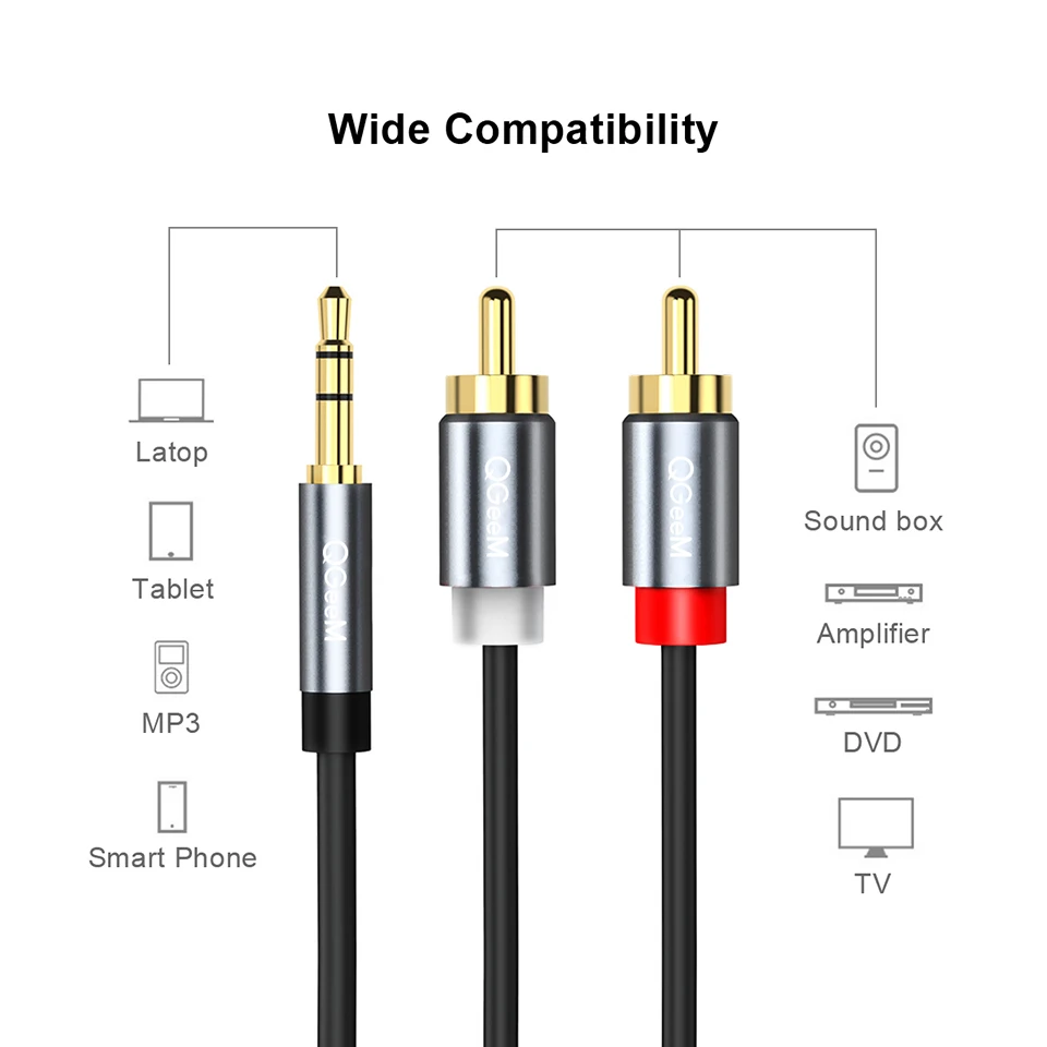 Cabo RCA QGeeM 2RCA para 3.5mm - Genius Home Cinema avaliação e preço