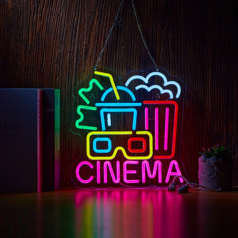 Sinal de néon do cinema, noite - Home Cinema Wall Lights avaliação e preço