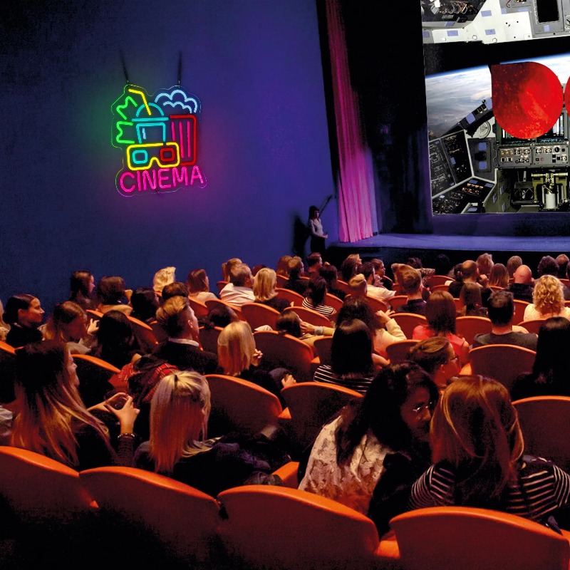 Sinal de néon do cinema, noite - Home Cinema Wall Lights avaliação e preço