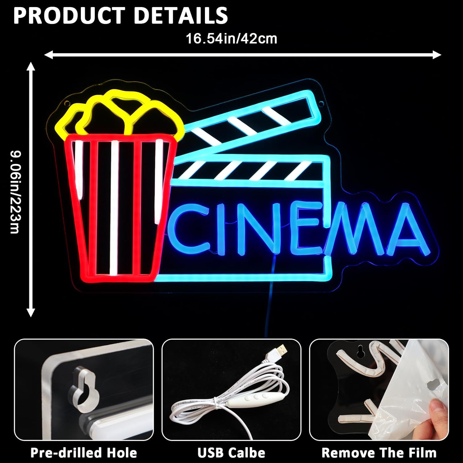 Luminária de Parede LED Neon U - Home Cinema Wall Lights avaliação e preço